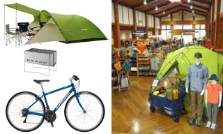 レンタル品とモンベルストアの写真