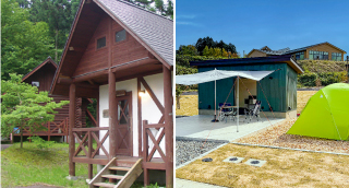 ロッジとユニットキャンプサイトの写真